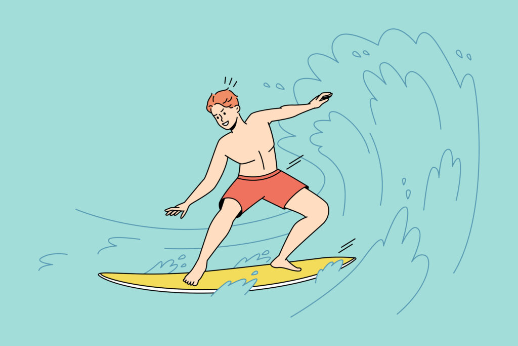 サーフィンをする男性